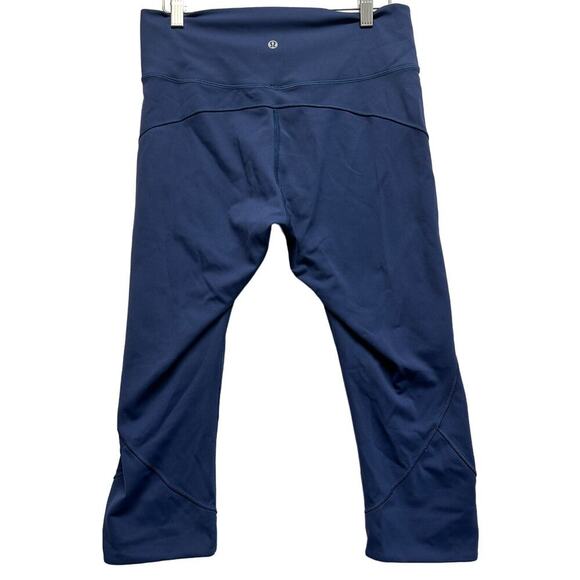 Lululemon Back In Movement Crop Everlux Gym Workout Leggings Blue 10 W6AHJS - Picture 2 of 9